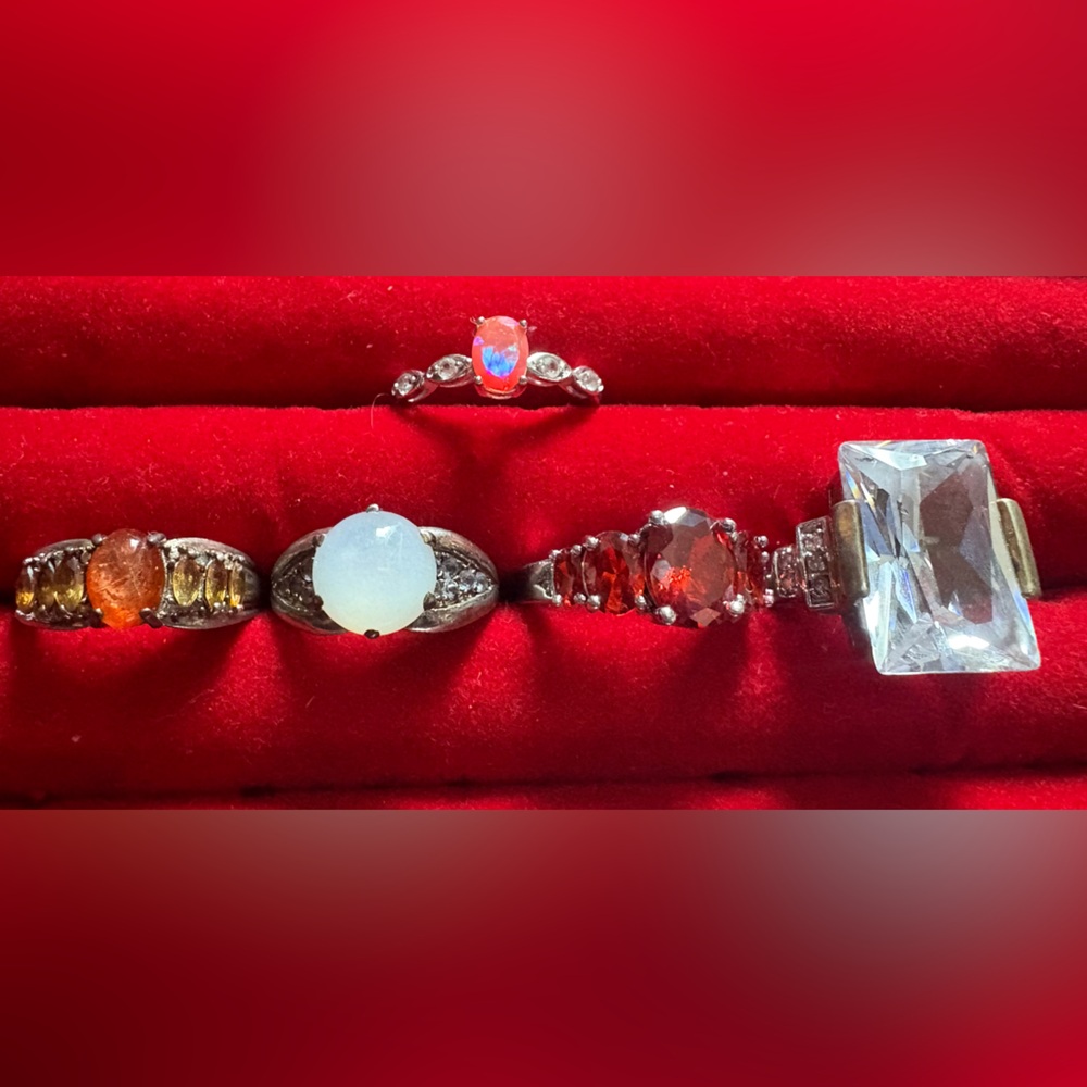 Ring Lot. Opals, Moonstone Quartz